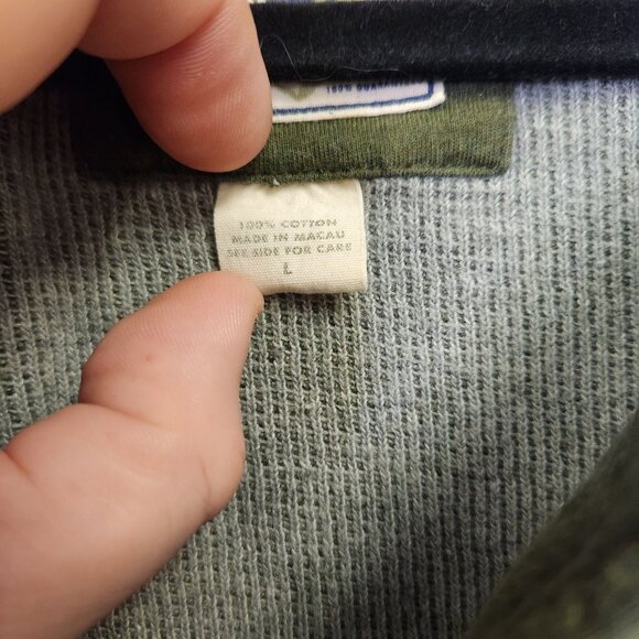 Eddie Bauer Sport Shop Green Pullover Sweatshirt L, Button Neck Long Sleeve - Picture 4 of 8